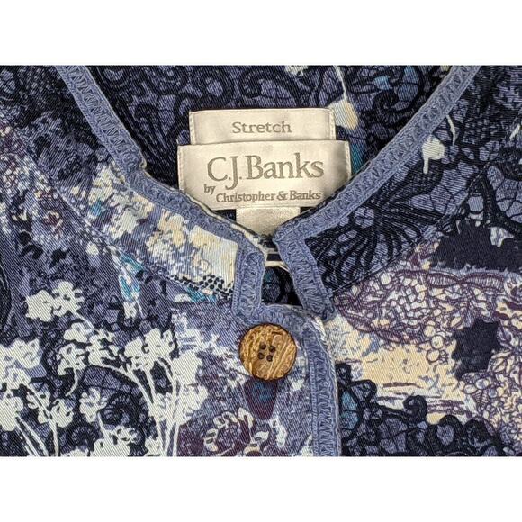CJ Banks Womens 2X Blazer Jacket Stretch Blues Buttons Pockets - Picture 4 of 6